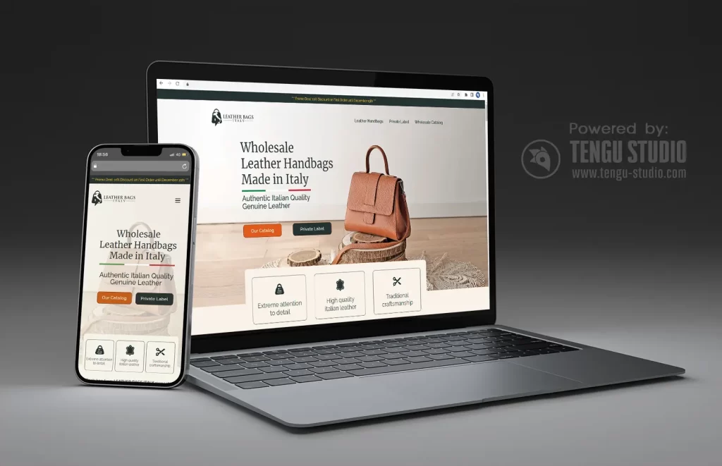 Landing Page Commercio B2B Borse in Pelle